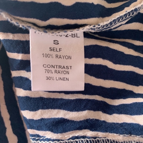 THML blue white striped embroidered short sleeve S - Picture 7 of 7